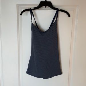 Outdoor Voices Navy Striped Workout Top